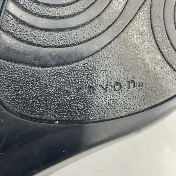 Aravon Maya Black Leather Mary Jane Shoes Women Size 9 Preowned - Picture 7 of 8